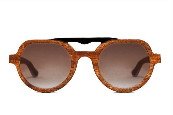 Alpha wooden glasses front view Alpha handcrafted eyewear by Albero